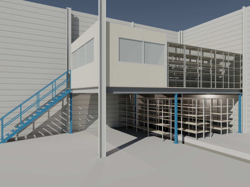 Mezzanine de bureau vue 3D